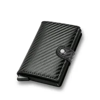 Carbon Fiber Credit Card Holder Wallet Men Rfid Smart Metal Thin Slim Pop Up Minimalist Wallet Small Black Purse Metal Vallet 1