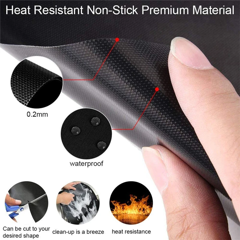 1/2pcs BBQ Grill Mat Non-stick Reusable Barbecue Baking Mats Pad Heat Resistance Grilling Sheet Liners Kitchen Cooking Oven Tool
