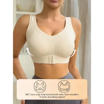 1Pc Posture Correcting Push Up Bra, Women's Seamless Wire Free Bra, Removable Pads Comfortable Daily Wear Bra 1