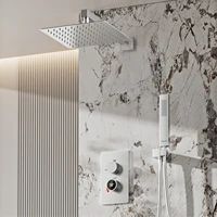 Système de douche minimaliste gris anthracite en laiton, affichage numérique LED mural élégant, mitigeur de salle de bain dissimulé avec mode pluie anti-brûlure 2