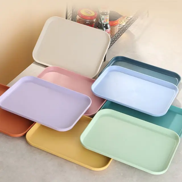 Multiple Colors Rectangular Plastic Pallet Tray Food Bread Pan Storage Tray Hotel Service Tray Dessert Pallet Hotel Service Tray 4