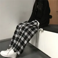 Oversize Women Sweatpants Fashion Black Plaid Casual Pants Baggy Elastic Waist Pockets Student Unisex Hip Hop Loose Trousers - Image 3
