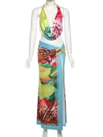 Weird Puss Colorful Leopard Women 2 Piece Set Y2K Beach Vacation Halter Tank Tops+Wrapped Maxi Skirts Matching Vacation Clubwear - Image 6
