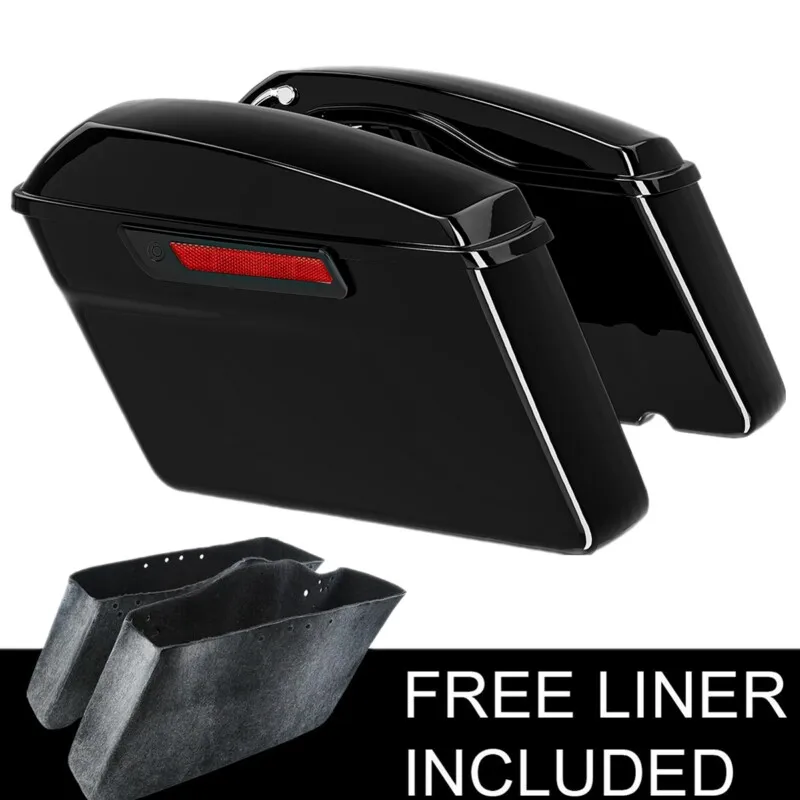 Motorcycle Vivid Black Hard Saddlebags For Harley Touring Road King