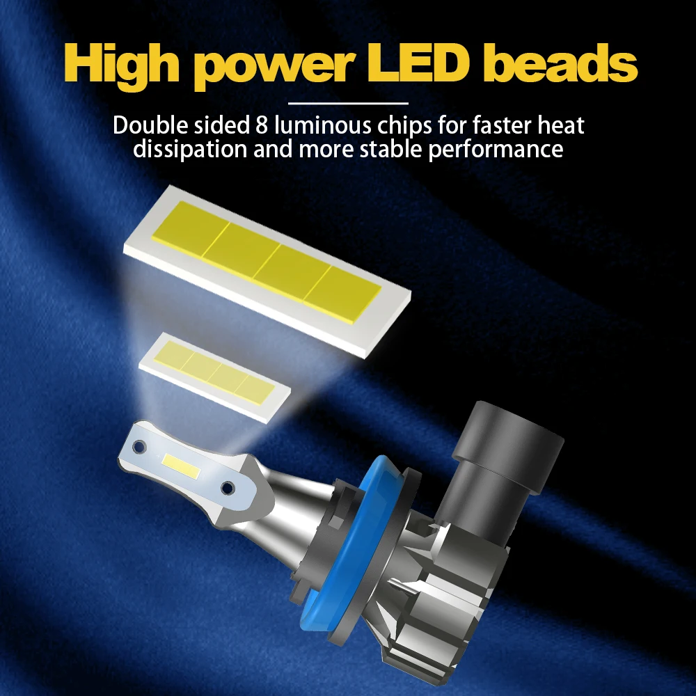 LED 헤드라이트, 150W 고출력 H11 9005 터보 램프, 6000K 자동차 조명, 교외 타호 2007 2008 2009 2010 2011 12 13 2014, 2 개, 4 개