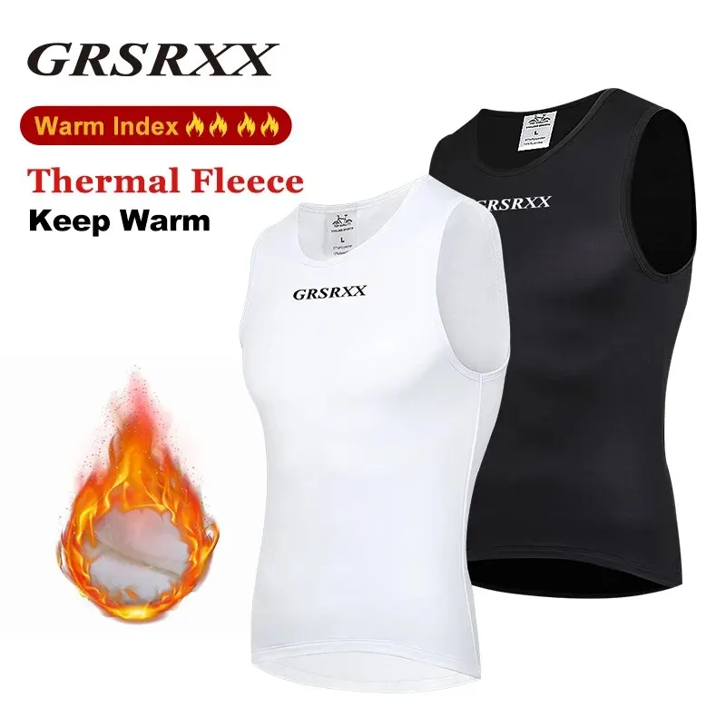Cycling Underwear GRSRXX Winter Cycling Base Layer Sleeveless Fleece Sports Bike Jerseys Shirt Warm Bike Underwear Bicycle Vest For Men Women