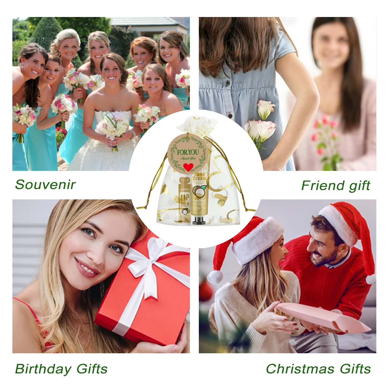 Elegant Wedding Companion Gift Box: Hand Cream & Lip Balm Set with Love Thank You Card & Gauze Bag - Perfect Party Favor