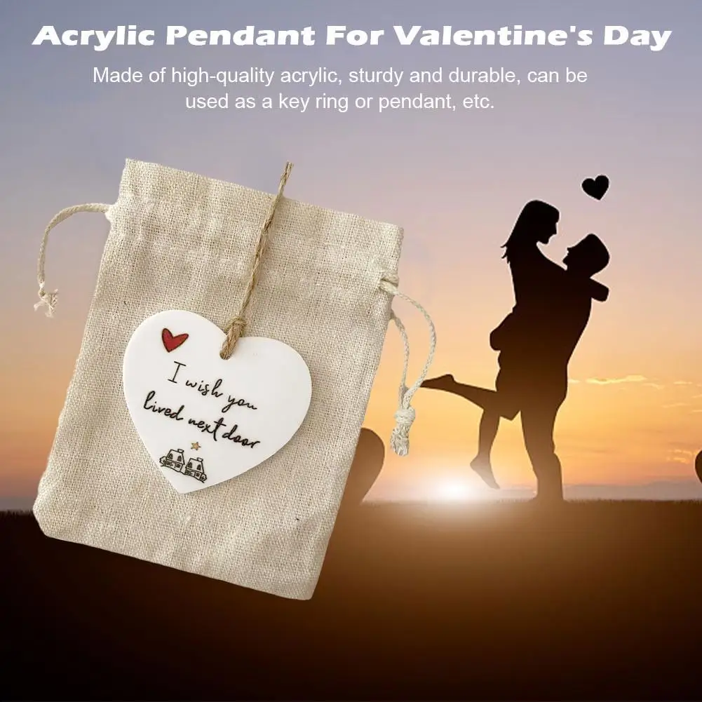 

Украшение в виде любовного сердца, я желаю вам жить рядом, красный декор, день печати, акриловый подвесной шнур, подарок, автомобиль на День святого Валентина J9X3