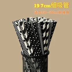 Eco - Friendly Biodegradable Striped & Colored Paper Straws - 100 - Pack for Festive Cocktails and Party Celebrations (I)