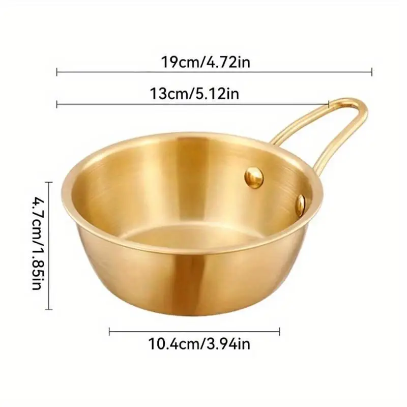 Stainless Steel Small Round Bowl With Handle Thickened Korean Rice Wine Bowl Restaurants Circular Barbecue Seasoning Metal Bowl