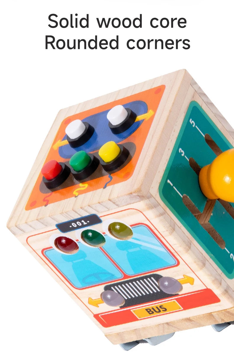 Montessori Cube Toy Wooden Ball Tool Car Toy Polyhedron Busy Bus Toy Kids Early Education Train Hand Brain Sense Organ Toys Gift
