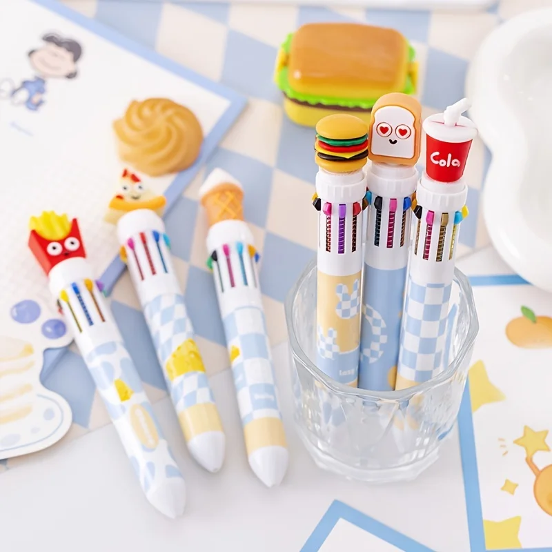 

1pcs Creative Cute 10 Colors Fast Food Ballpoint Pen French Fries Hamburger Cola Graffiti Stationery School Office Supplies