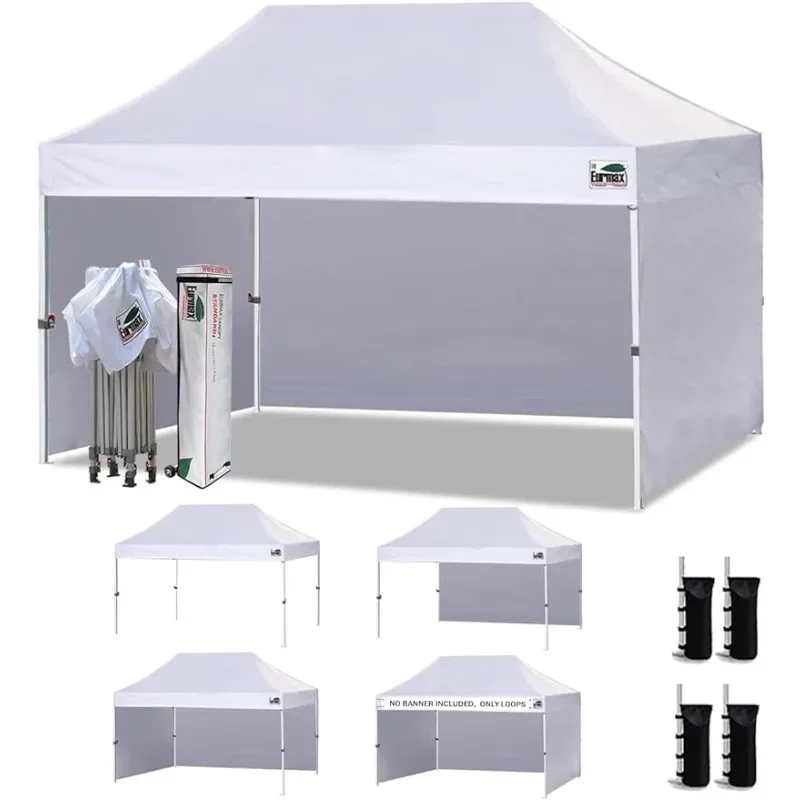 

Выдвижная палатка Eurmax USA 10'x15'Ez, коммерческий мгновенный тент с 4 съемными боковыми стенками на молнии и роликовой сумкой (белая)