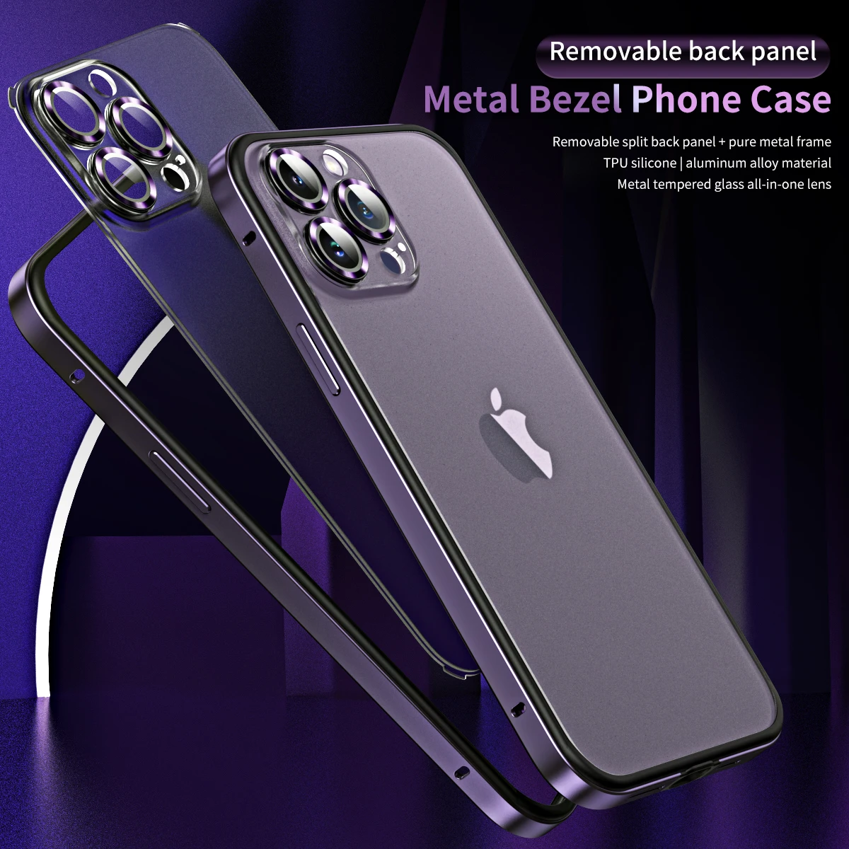 Funda protectora de Metal para iPhone 14 Plus Pro Max 14Pro, carcasa dura  de color morado oscuro, transparente, mate, 14 Plus para iPhone, iPhone 14  - AliExpress