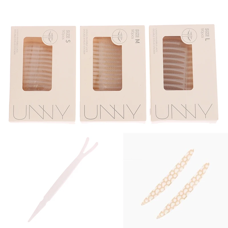 Double Fold Eyelid Tape 90Pcs Double eyelid tape Invisible Double Eyelid Self-Adhesive Stickers Lace Eye Lift Strip Gauze Mesh-Lace Tape Eye Tape Tool