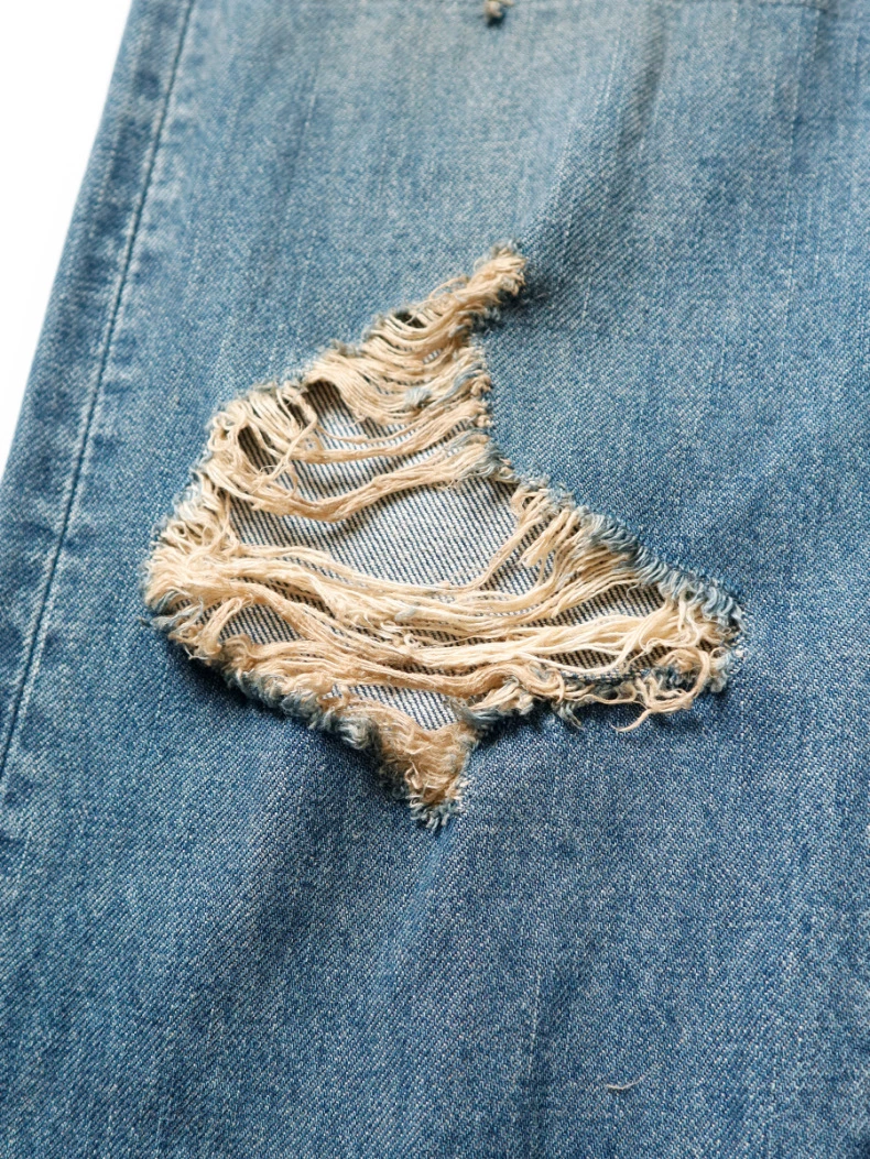 New Arrival Kapital Vintage Jacquard Embroidered Eye Print Punch Patch Straight Leg Jeans for Men 5
