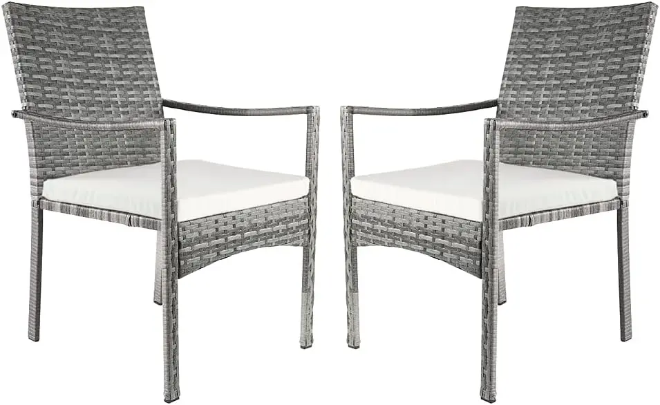 

Brand - Ravenna Home Coastal Outdoor Patio Dining Chairs With Cushion, Weather-Resistant PE Rattan Wicker, Set of 2,