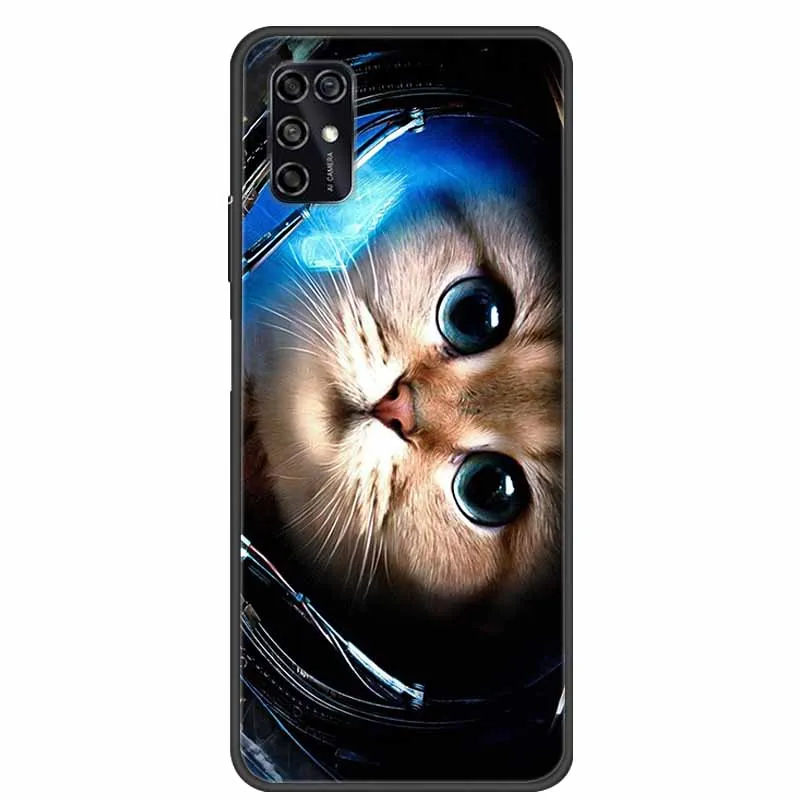 Black Silicon TPU Soft Phone Cover with Cartoon Design