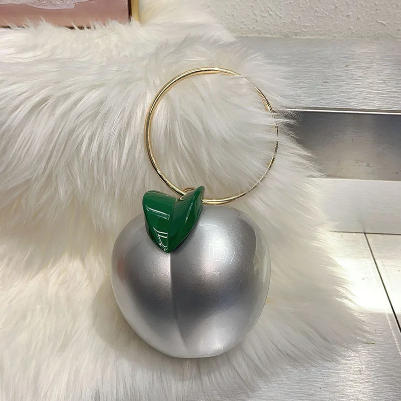 Cute Peach Design Women Handbags Round Evening Bags for Women Acrylic Shoulder Crossbody Bag Party Purse Funny Clip Box Bag NEW