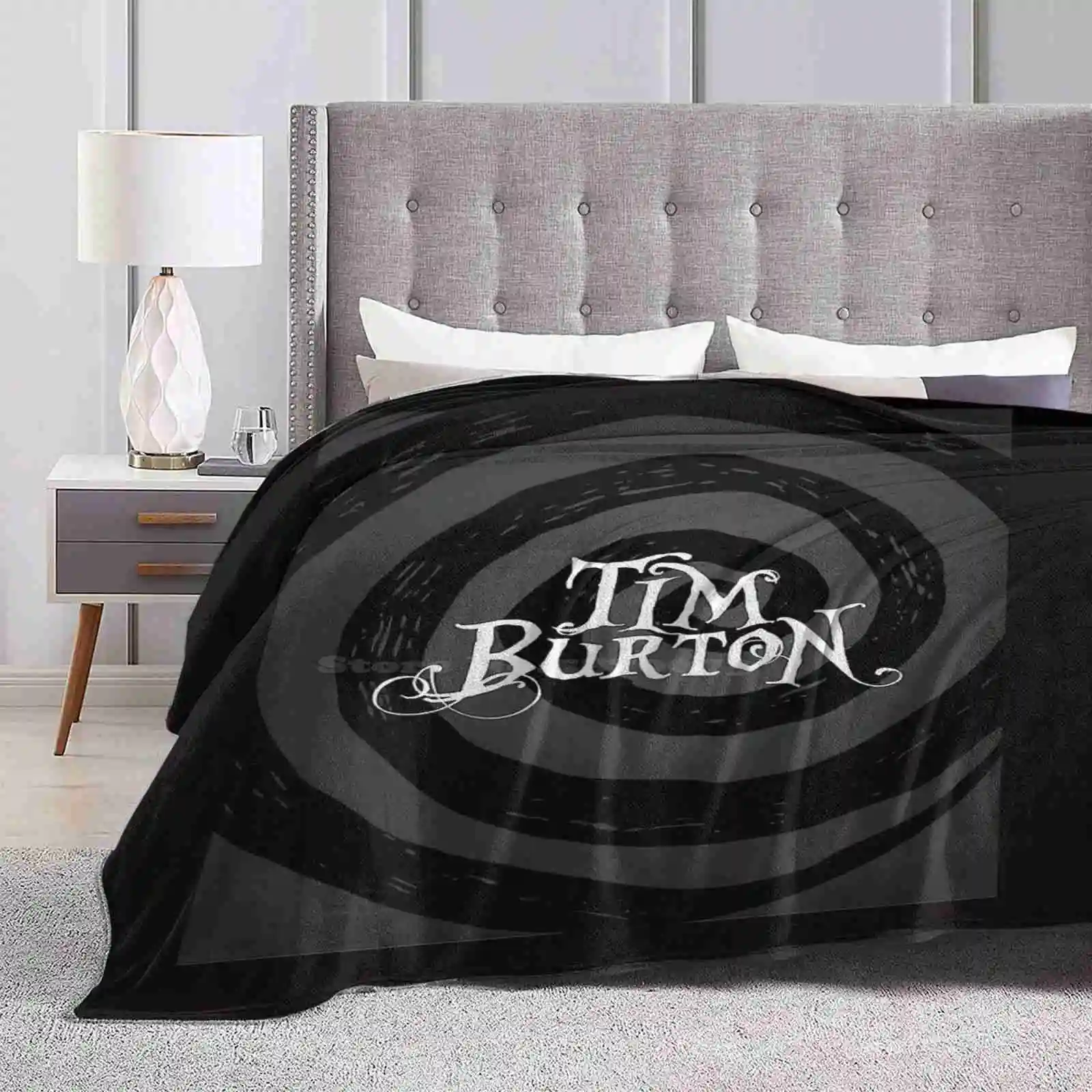 Tim Burton Nuova Stampa Novità Moda Morbida Coperta Calda Tim Burton Nightmare Before Christmas Cerchi Neri Film Gotici Indie