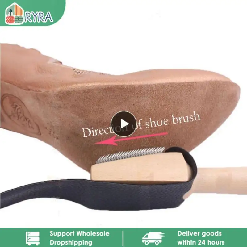 Wood handle ballroom suede soles Latin salsa dance shoe cleaning brush