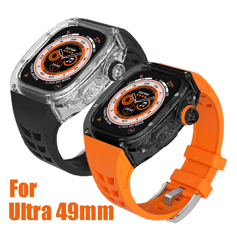 Transparent Mod Case For Apple Watch 49mm Strap Luxury Modification Kit