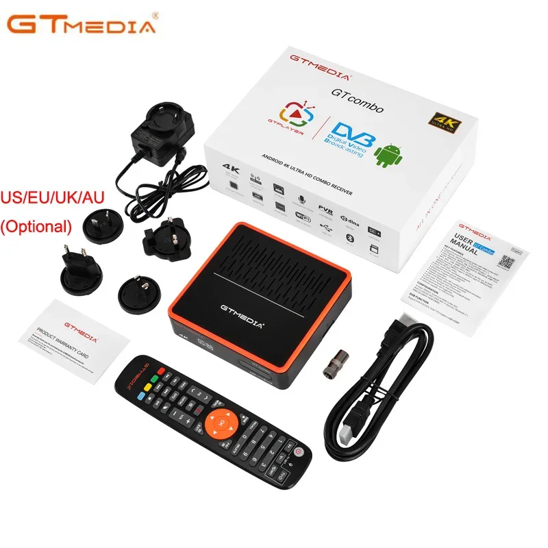 Gtmedia Gt Combo Android 9.0 + Dvb-S2X-T2/C Isdbt Atsc-C (J. 83B) Decodificatore Gtcombo Ricevitore Tv Satellitare 4K Smart Hd Tv Set Top Box