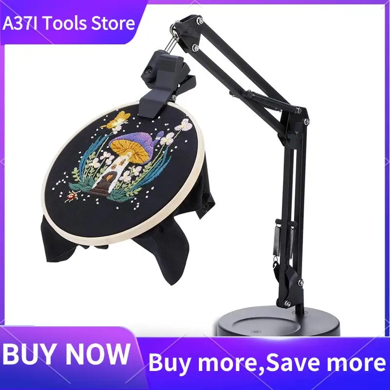 Embroidery Hoop Stand, Adjustable Embroidery Hoop Stand, Foldable Metal 360 Degree Rotation-[A37I]
