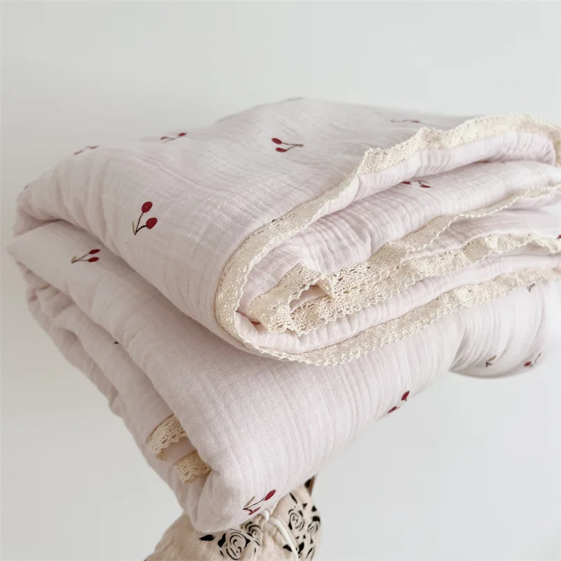 Baby Camellia Rose Print Muslin Trends Blanket Quilt