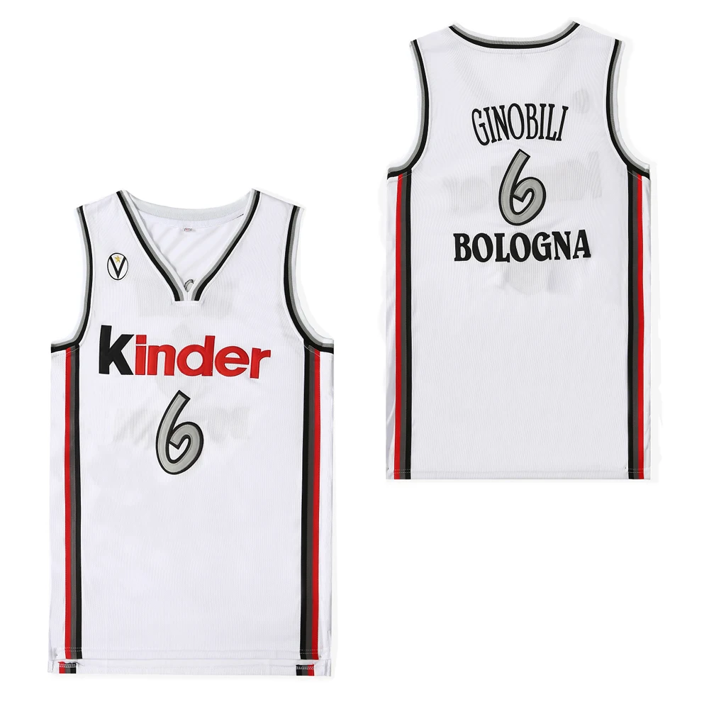 

BG Basketball Jerseys KINDER 6 GINOBILI BOLOGNA jersey Sewing embroidery Cheap High-Quality Outdoor sports White 2023 New