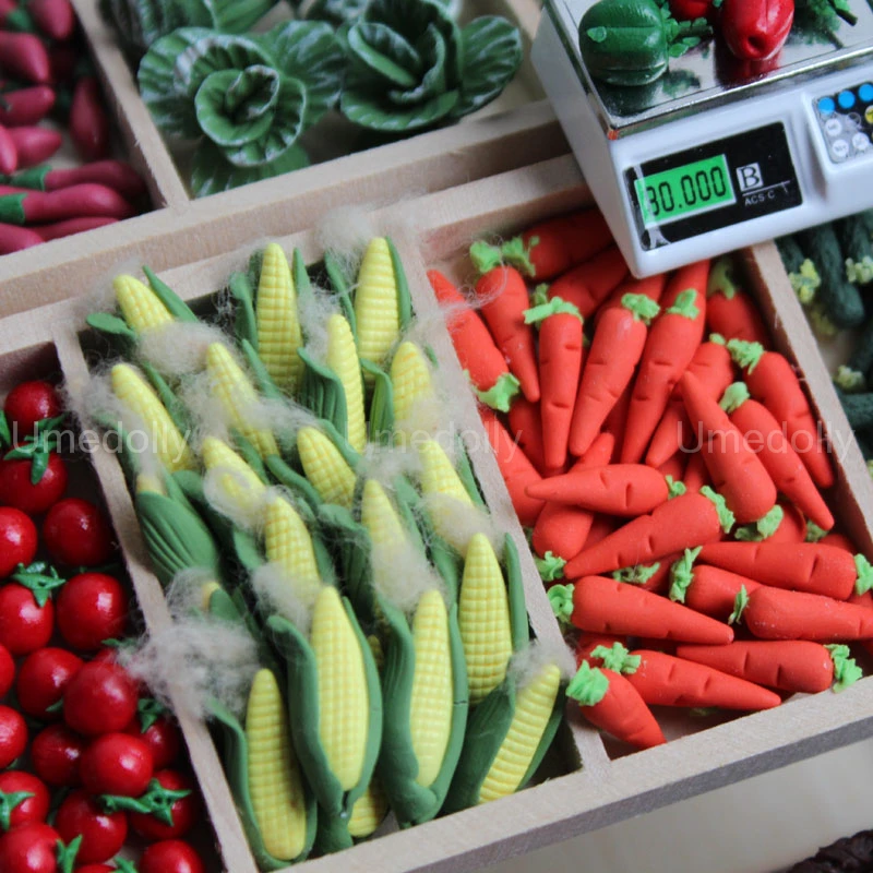 1:12 Scale Miniature Vegetatble Mini Corn Carrot Pretend Food Toys for OB11 BJD Doll Kitchen Supermarket Toy