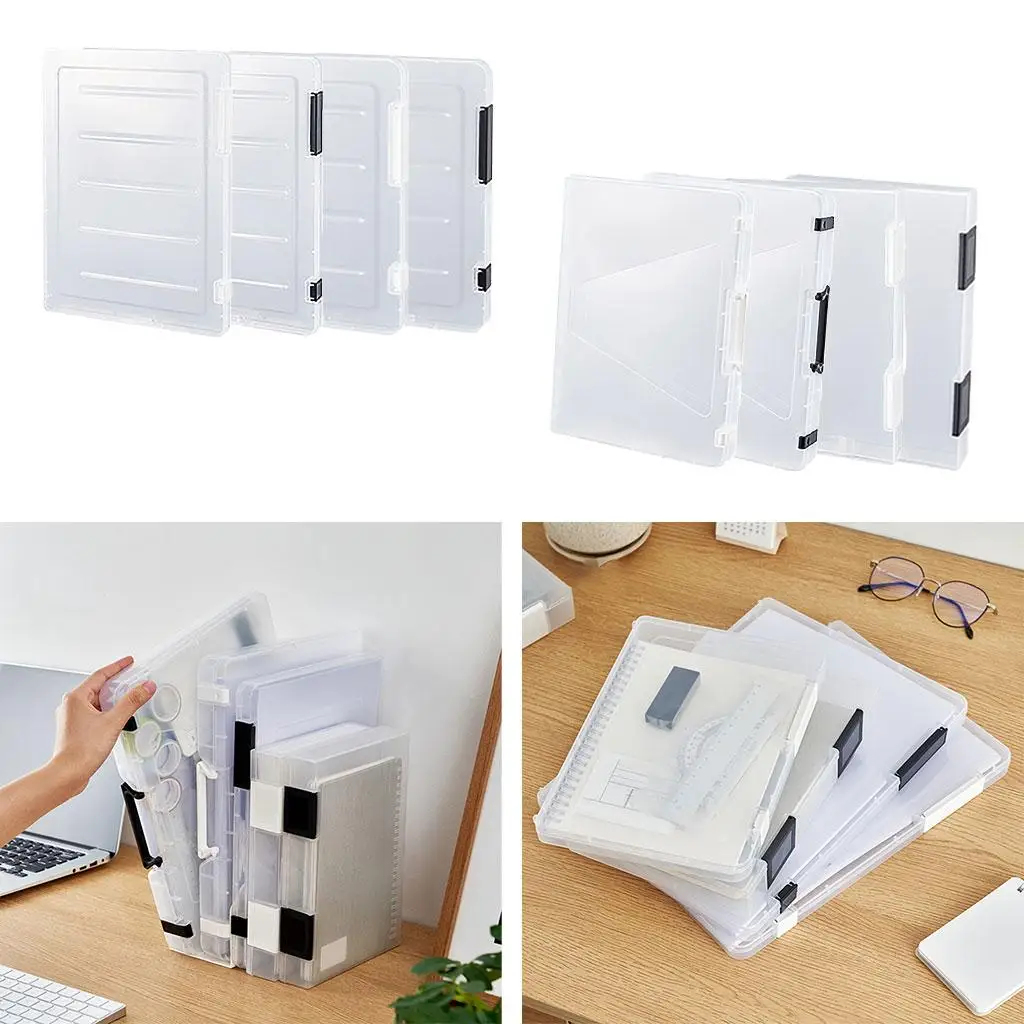Porte-Documents en Plastique Transparent Portable, Étui Organisateur de Papier de Bureau