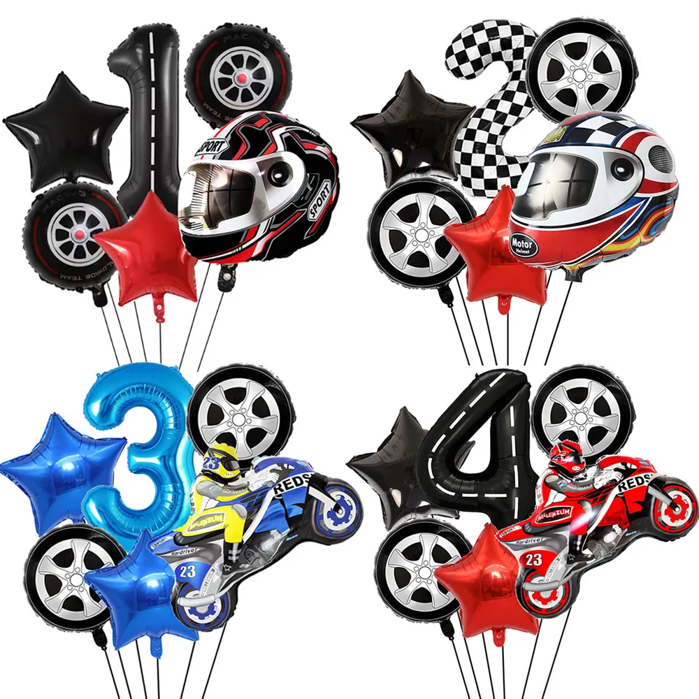 Rennmotorrad Ballon-Set Dirt Bike Geburtstag Digitaler Ballon Jungen Geburtstagsparty Zubehör Motocross Rennwagen Party Dekorationen