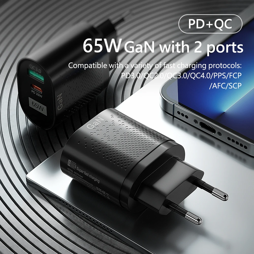 65W Gan Charger USB Type C Charger PD 33W Quick 3.0 4.0 Fast for Huawei Xiaomi Samsung Laptop OLAF phone charger phone charger adapter mini phone charger gan charger