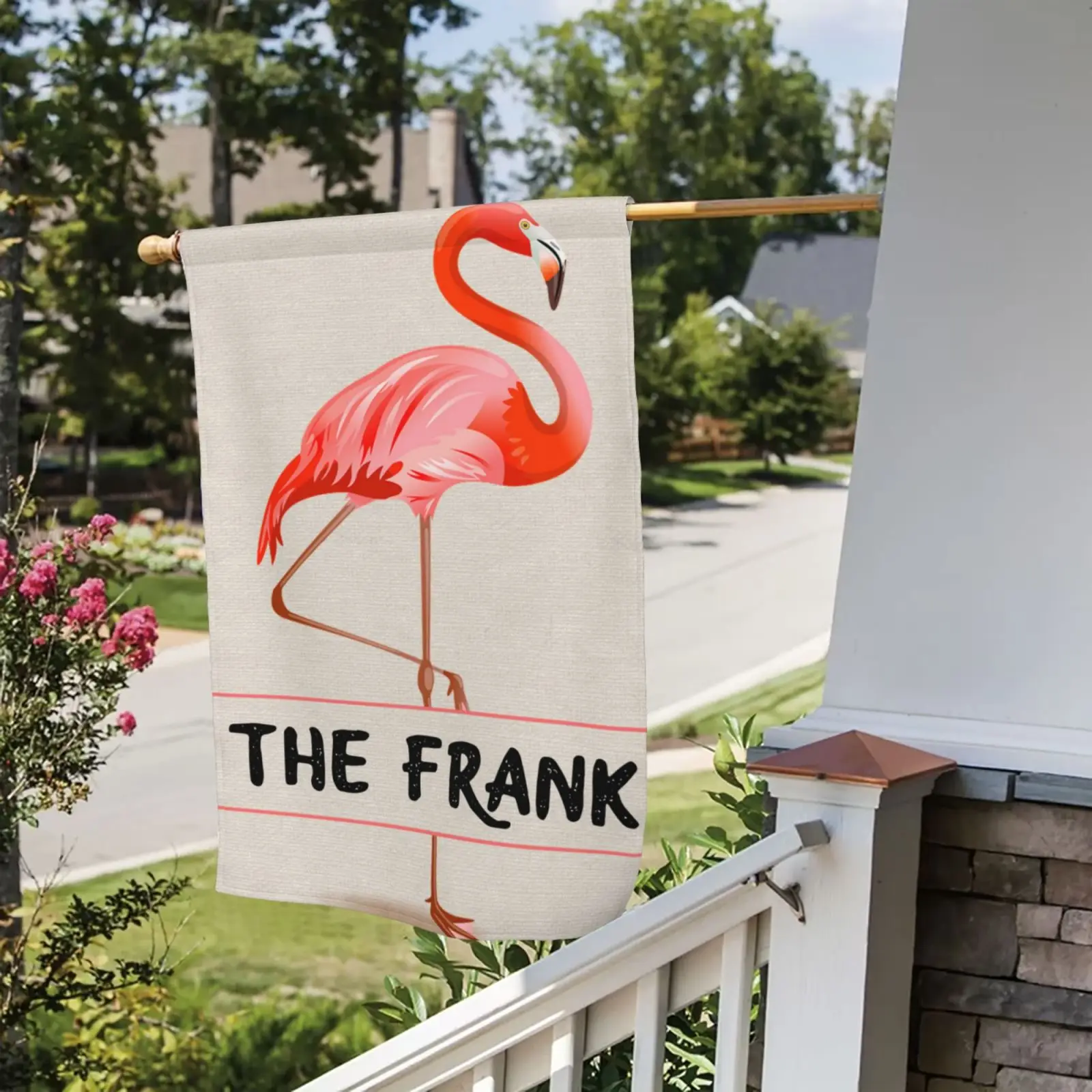 

Personalized Summer Spring Flamingo Garden Flag Customized Family Name & Year Polyester Pink Hawaii Yard Flag Room Decor