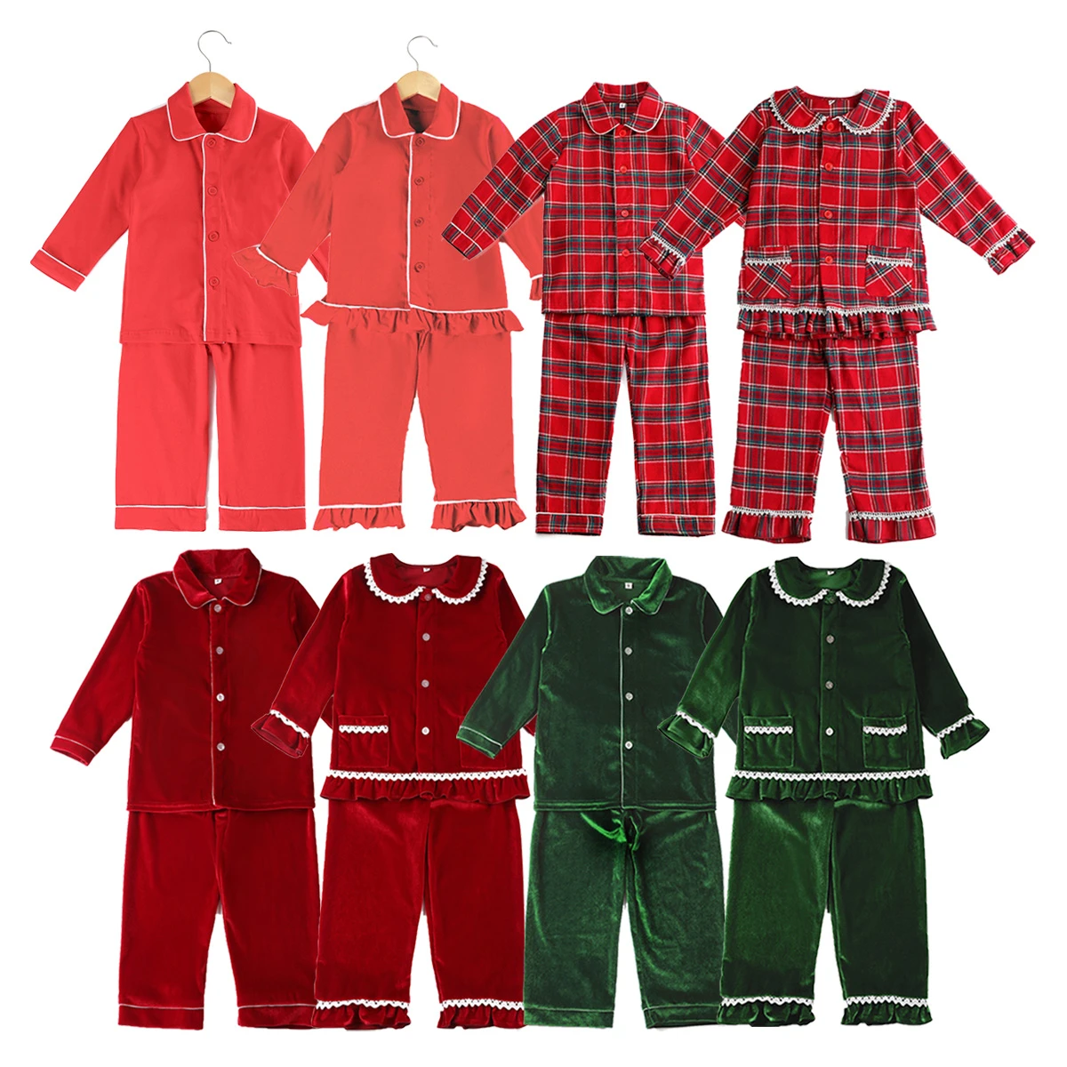 Matching Siblings 2 Pieces Cardigan Sleepwear Christmas Pajamas Set