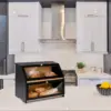 Double Layer Large Bread Box for Kitchen Counter, Wooden Large Capacity Bread Storage Bin  kitchen organizer 6