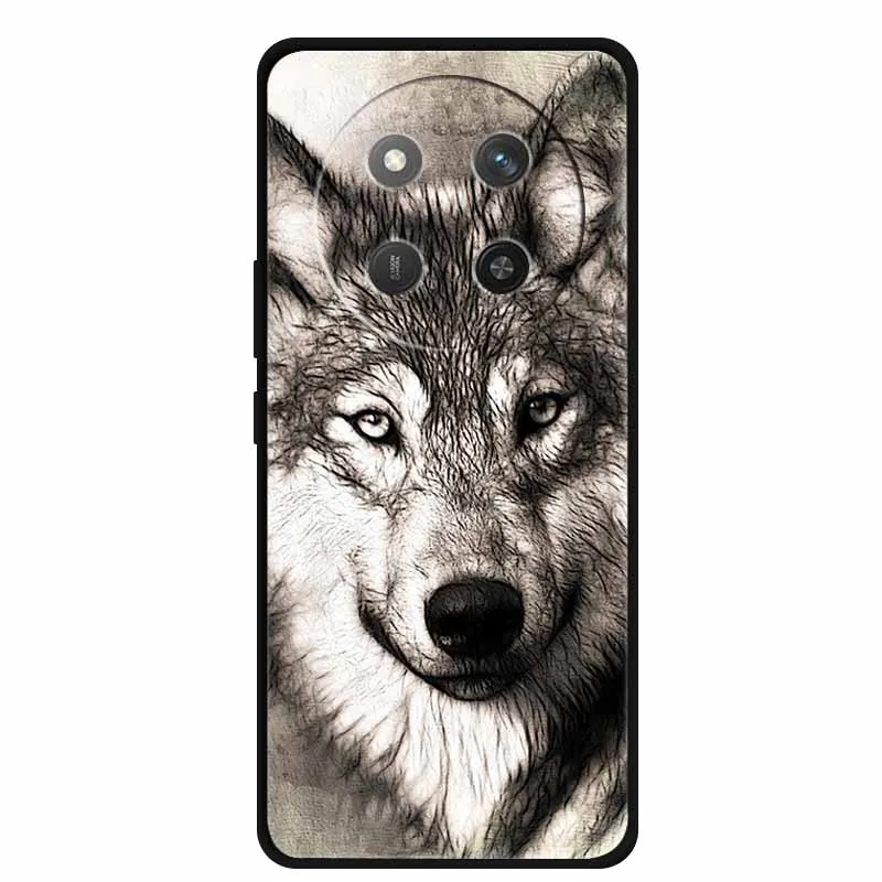 Cartoon Painted Soft Black Silicone Back Cover