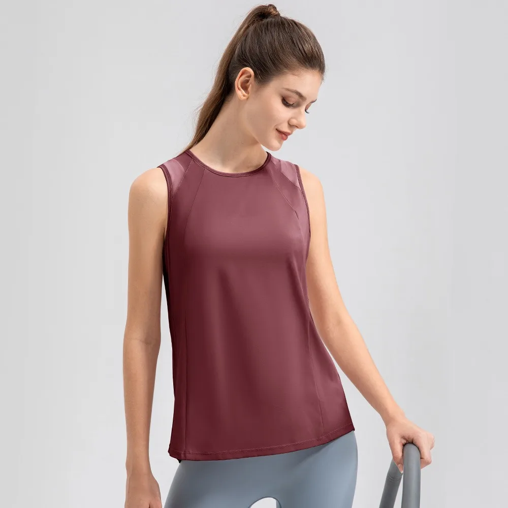 Women Summer Lightweight Cool Sports Cover Up Quick Dry Yoga Vest Loose Breathable Fitness Running Top - 4