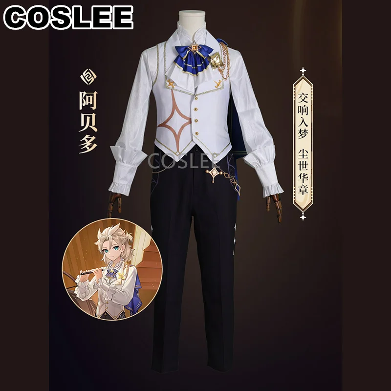 

COSLEE Genshin Impact Albedo Concert Handsome Uniform Cosplay Costume Game Suit Halloween Party Outfit Men Customized New