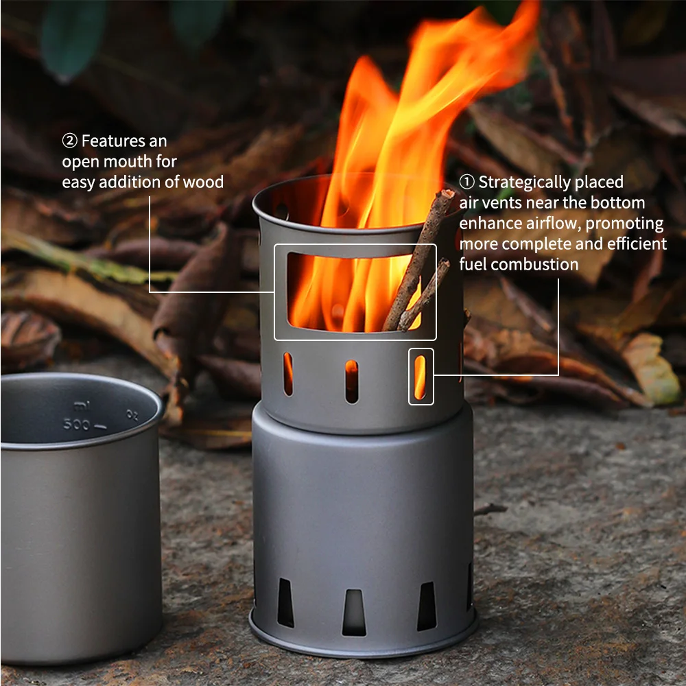 

Portable Wood Burning Stove Folding Camping Stove Backpacking Ti Stove for Outdoor Hiking Travel