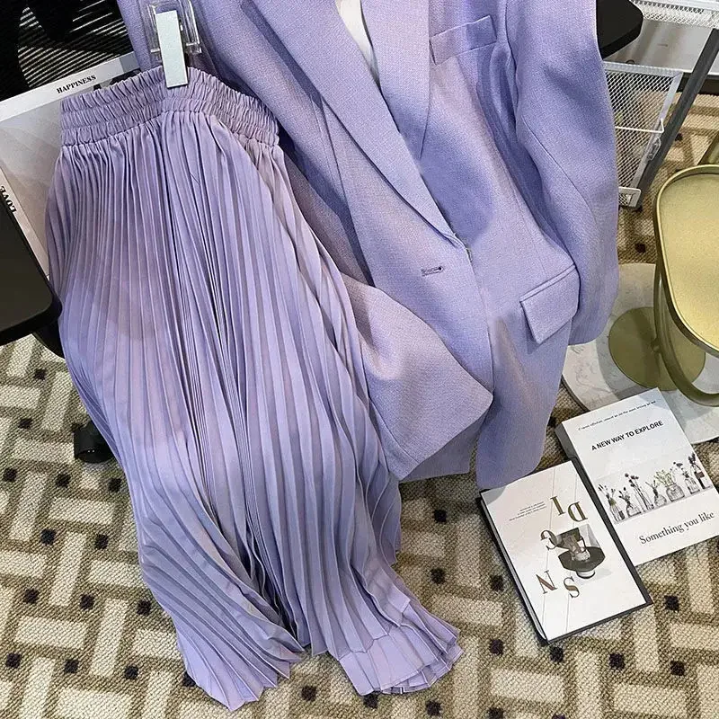 Elegant Women's Sets Spring Autumn New Long Sleeve Blazer Coats Suits Fashion Casual Skirt Set Office Business Women's Clothing