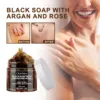 OCEAURA Black Soap With Argan And Rose lack Beldi Soap Ideal For Dead Skin Remover Body Scrub Purifying Deep Cleansing 200g/7 Oz 4