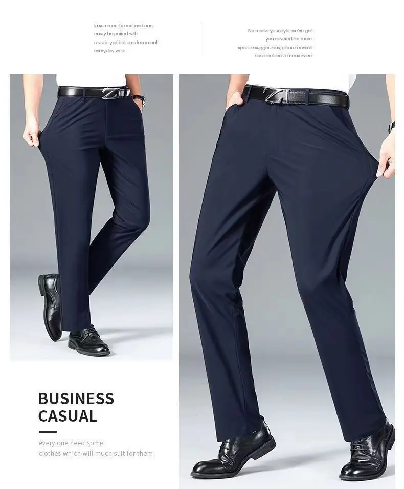 Frühling und Herbst Dicke Herrenhosen Normale Modelle Lose Freizeithosen mit hoher Taille Gerade Hosen mittleren Alters – Detail 12