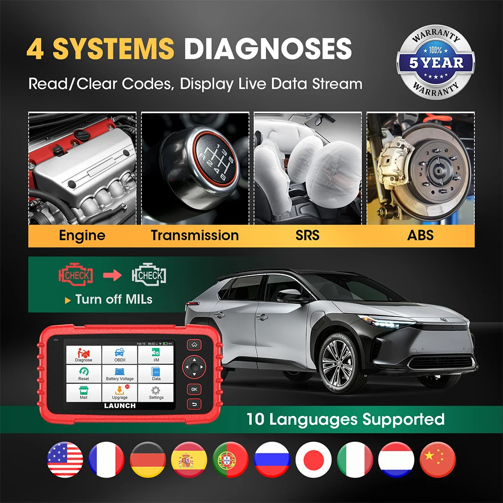 LAUNCH CRP129X Diagnostic Tools Automotive OBDII Scanner OBD2 Scan Tools Four Systems Diagnosis obd2 Code Reader 2