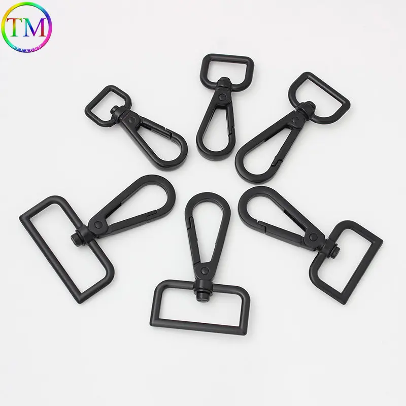 9/13/16/25/38mm Metal Snap Hook Bag Strap Buckle Dark Black Swivel Trigger Buckles Lobster Clasp For Bag Hardware Accessories