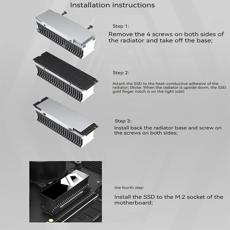 Id-cooling Ssd Radiador com Almofada Térmica Liga de Alumínio Dissipador de Calor de Refrigeração Passiva Dissipador de Estado Sólido Zero-m15 M.2 2280 - Imagem 5
