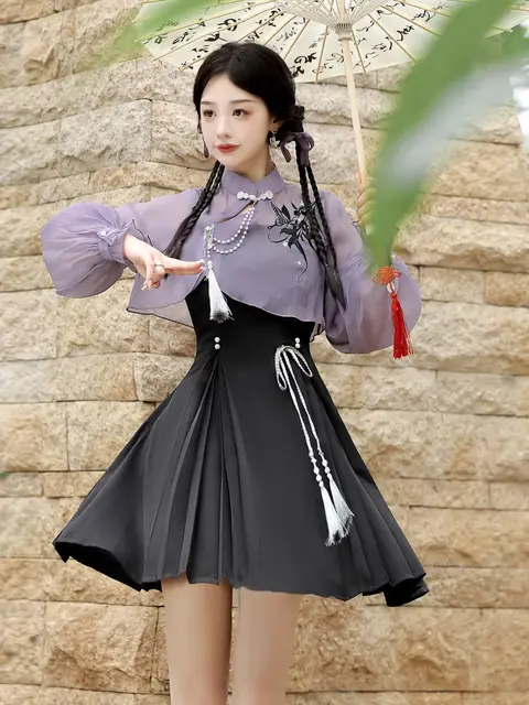 Chinese Style Green Lolita Dress Women's Coat Top Dress Set