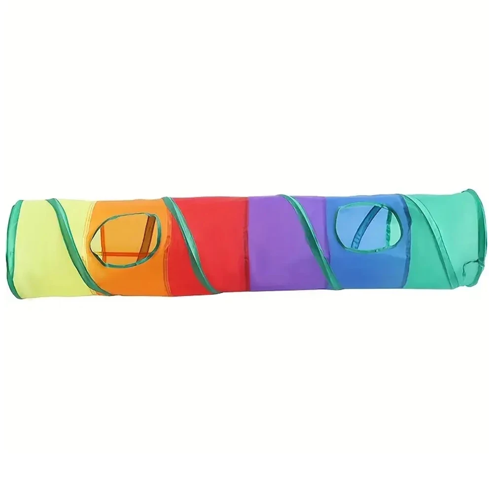 Rainbow Canvas Cat Tunnel 1PC Interactive Play Exercise Toy for Cats Foldable Design For Indoor Cats Suitable for Playtime