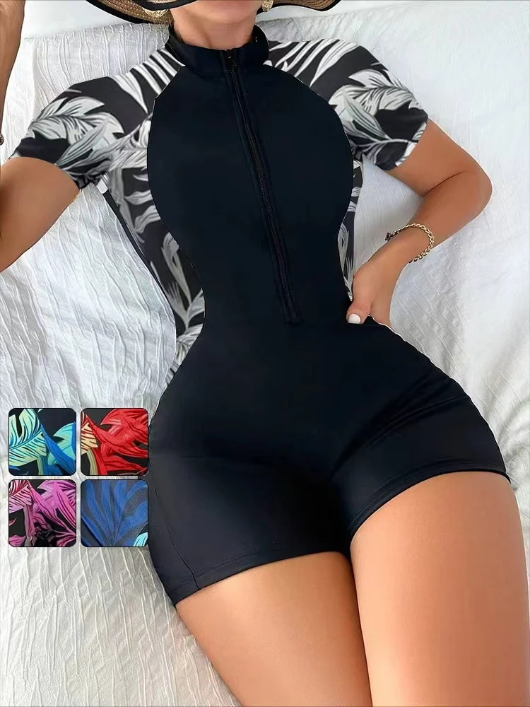 Floral Zip One-Piece Swimsuit 1